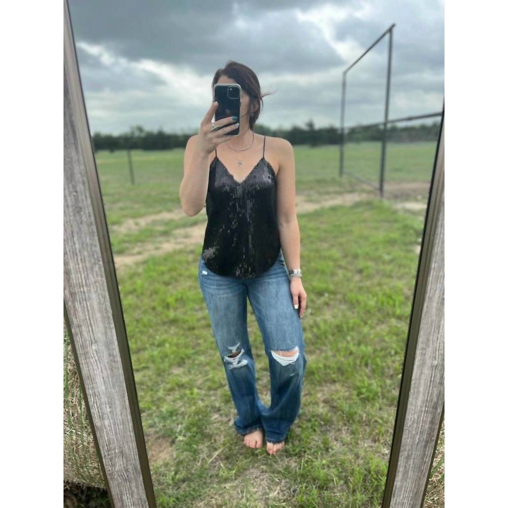 NEW STYLE RACK black sequin top in black